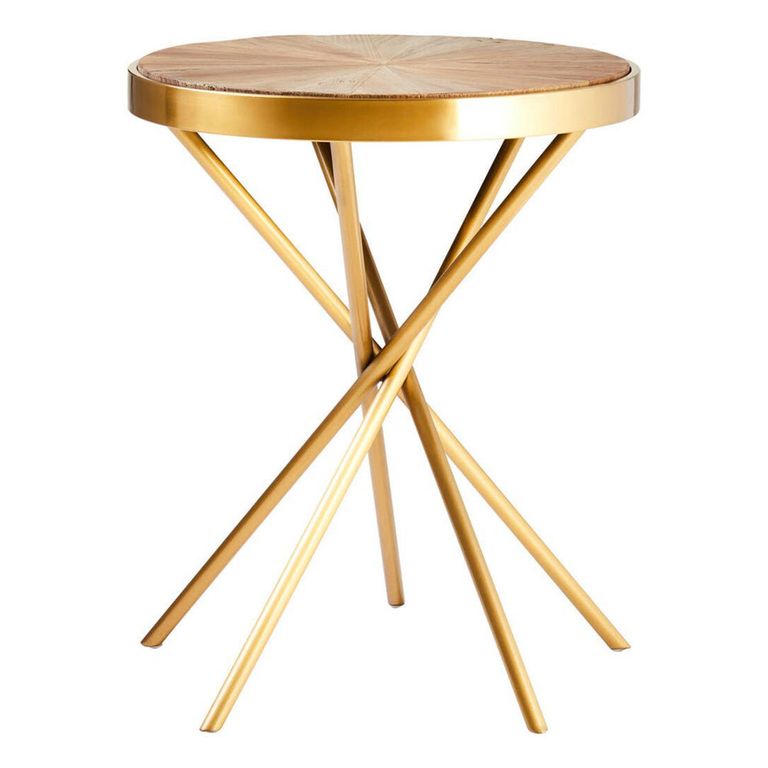 Jana Side Table - Round - Wood with Gold Legs