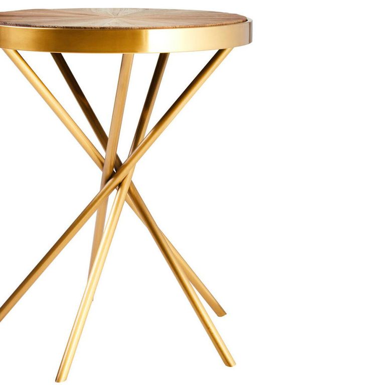 Jana Side Table - Round - Wood with Gold Legs