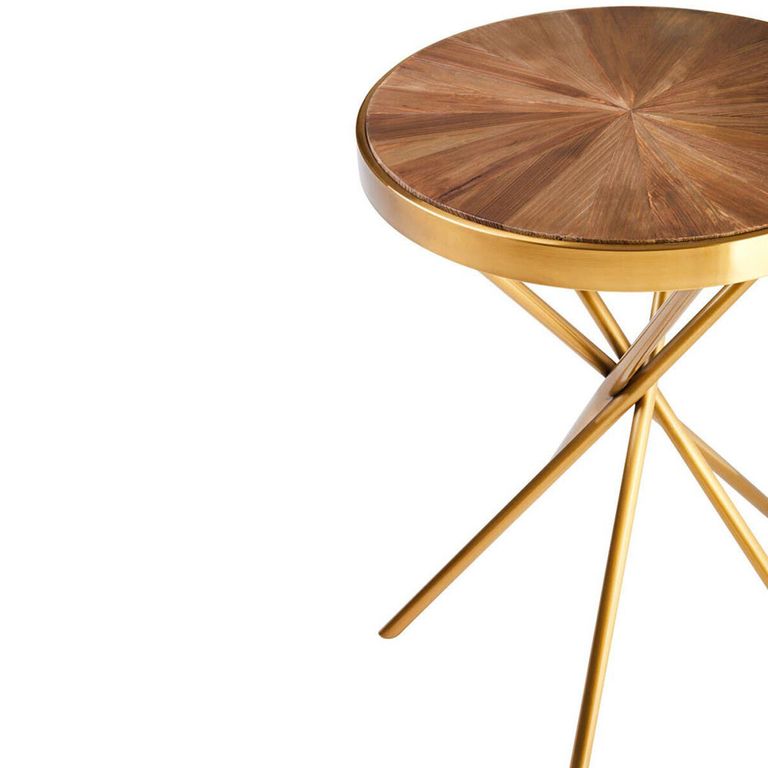 Jana Side Table - Round - Wood with Gold Legs