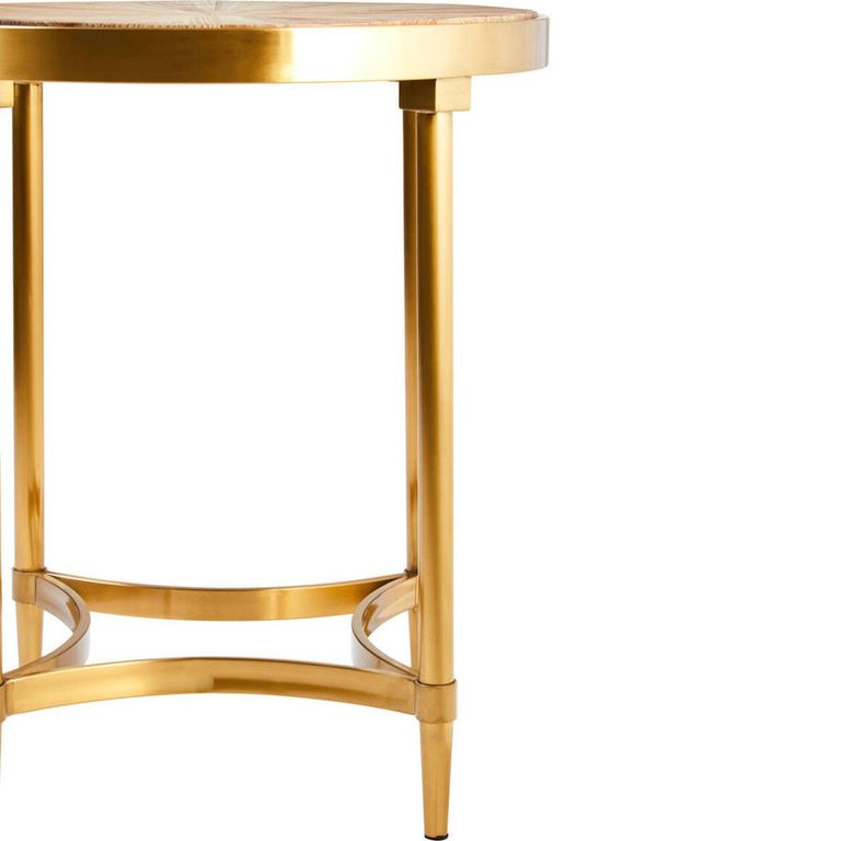 Jana Side Table - Round - Wood with Gold Legs