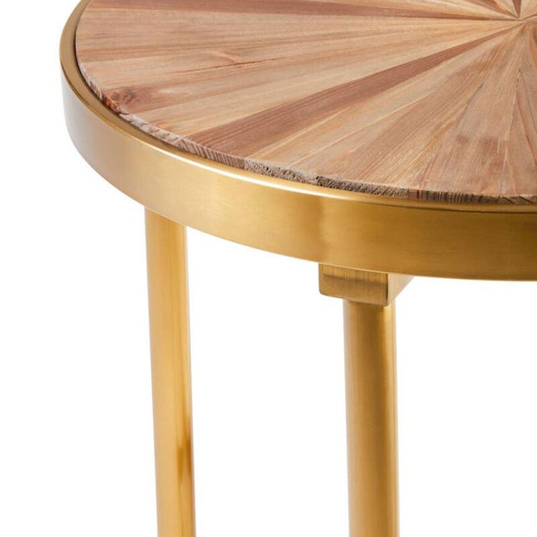 Jana Side Table - Round - Wood with Gold Legs