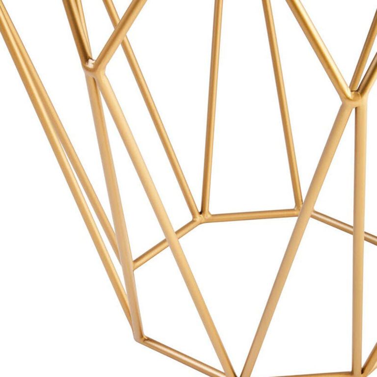 Jodi Side Table - Octagonal - Elm Wood with Gold Metal