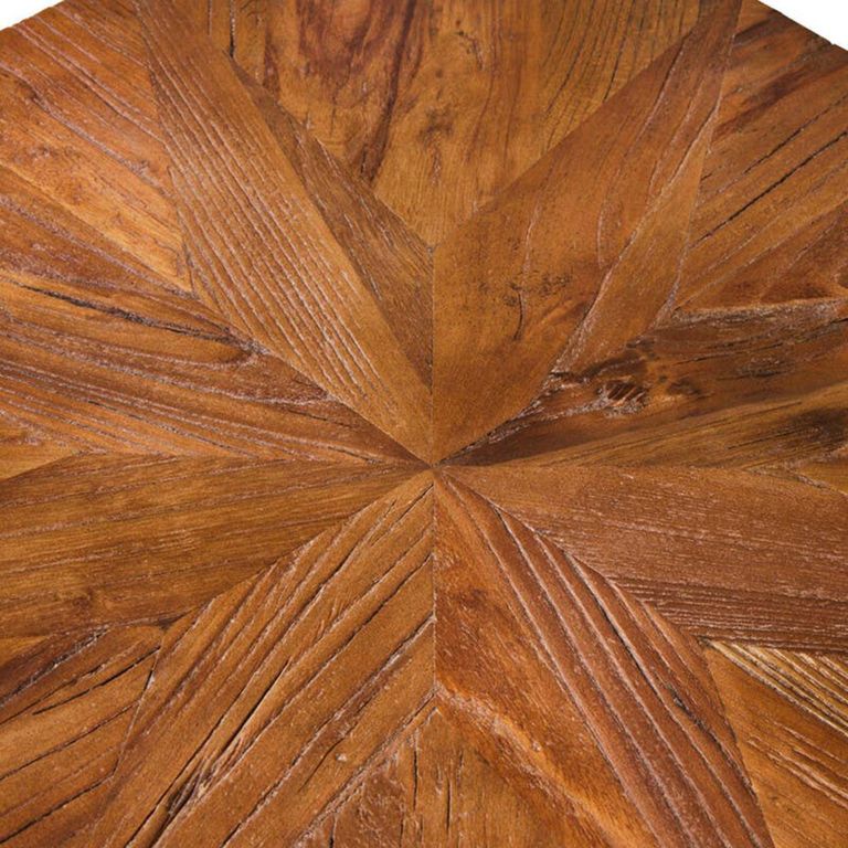 Jodi Side Table - Octagonal - Elm Wood with Gold Metal