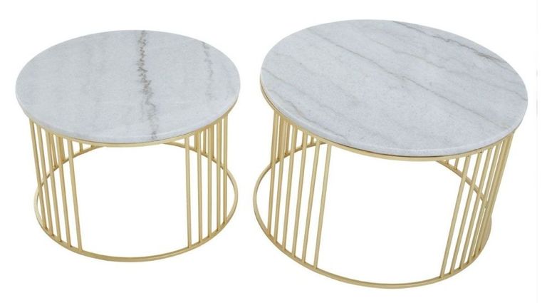 Jodie Side Tables - Set of 2 - White Marble Round