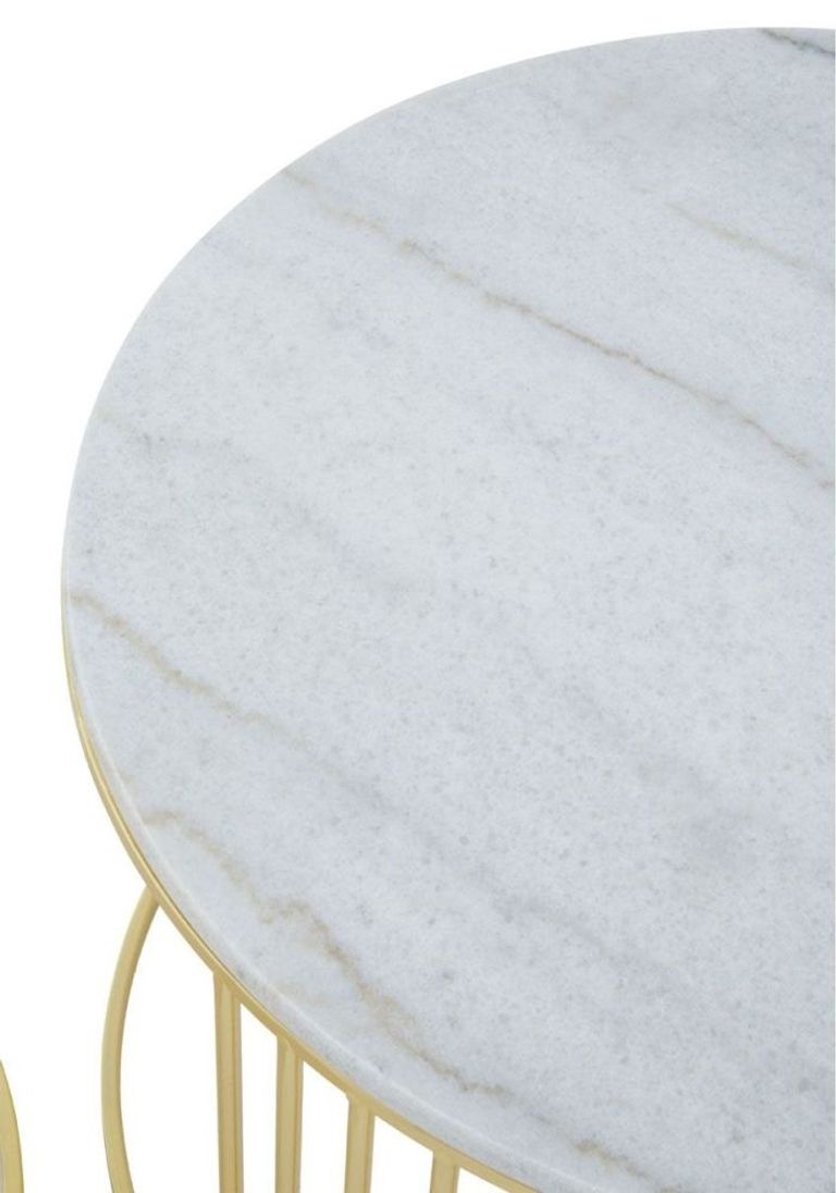 Jodie Side Tables - Set of 2 - White Marble Round