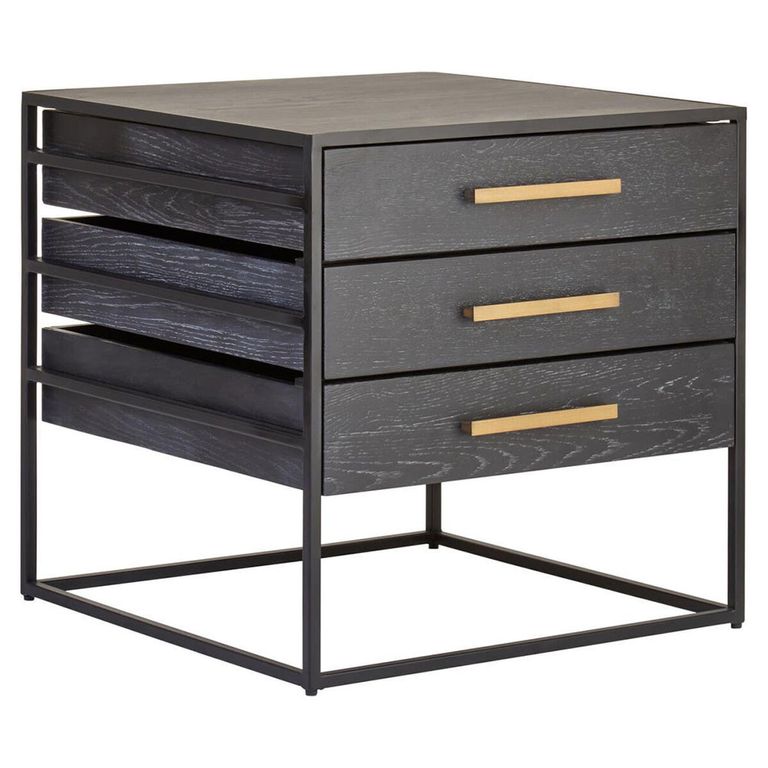Judd Side Table - 3 Drawer - Black Oak