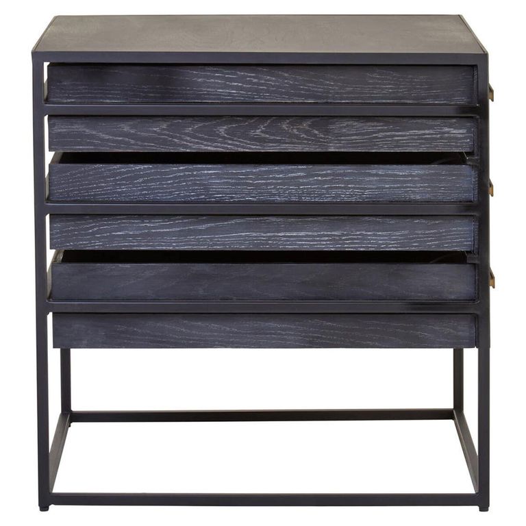 Judd Side Table - 3 Drawer - Black Oak