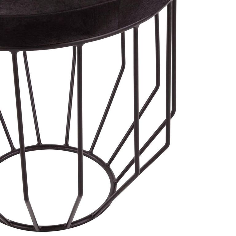 Kensington Townhouse Side Table - Round - Black Faux Fur
