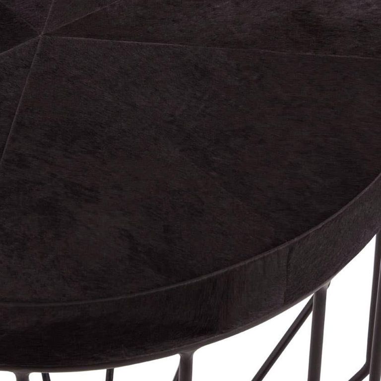 Kensington Townhouse Side Table - Round - Black Faux Fur