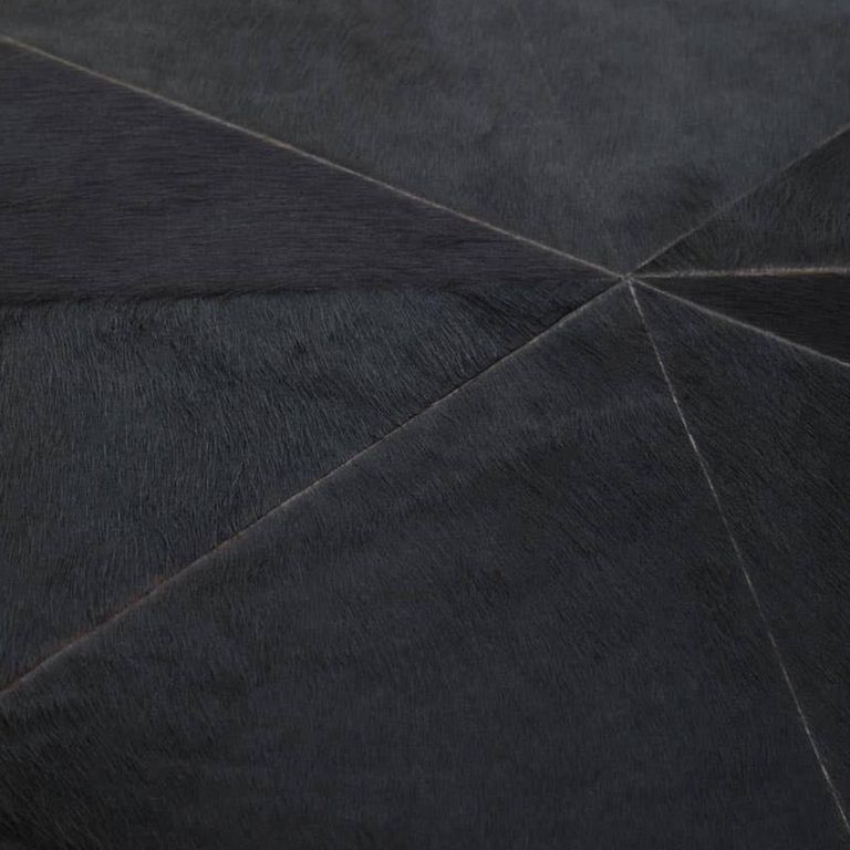 Kensington Townhouse Side Table - Round - Black Faux Fur with Gold Metal