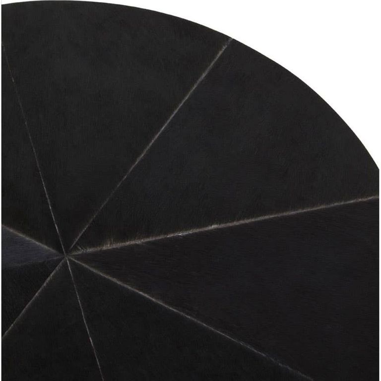 Kensington Townhouse Side Table - Round - Black Faux Fur with Gold Metal