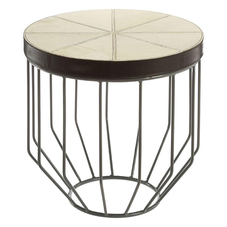 Kensington Townhouse Side Table - Round - Faux Fur and Iron