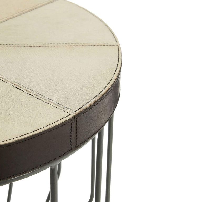 Kensington Townhouse Side Table - Round - Faux Fur and Iron