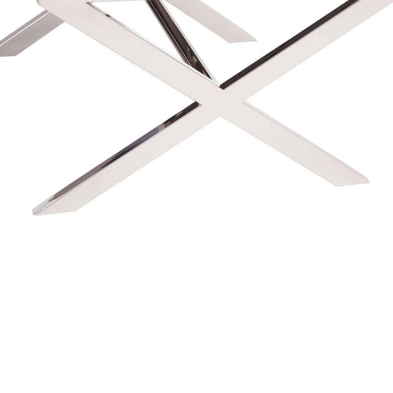 Kerala End Table - Square - Black Glass with Silver Cross Base