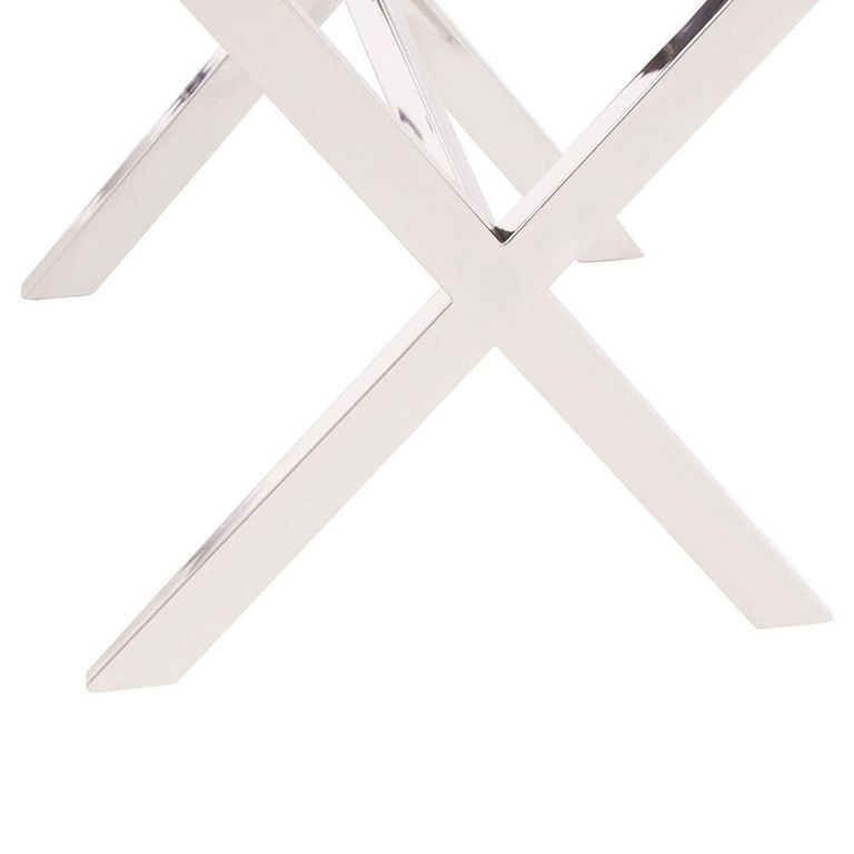 Kerala Side Table - Square - Black Glass with Silver Cross Base