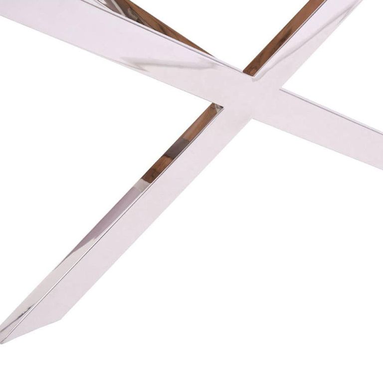 Kerala End Table - Square - Clear Glass with Silver Cross Base