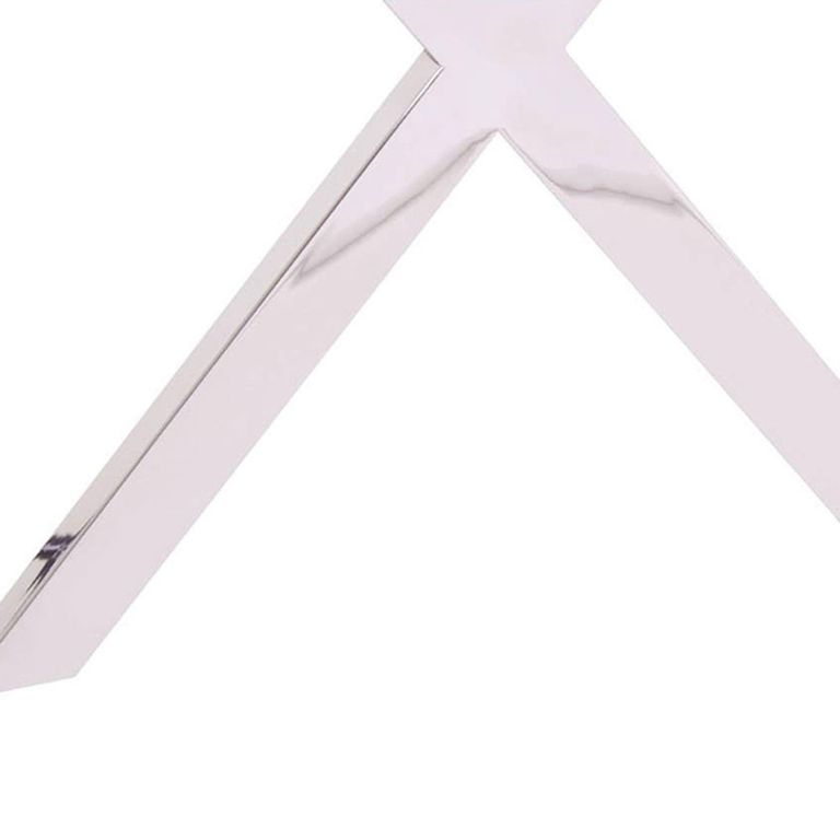 Kerala Side Table - Square - Clear Glass with Silver Cross Base