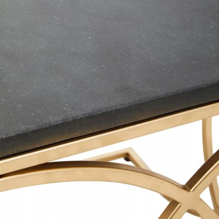 Kia Side Table - Square - Black Marble with Gold Metal