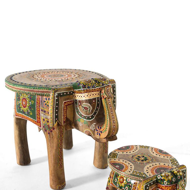 Kilomeni Coffee Table - Mango Wood - Painted - Elephant Style - Set of 2
