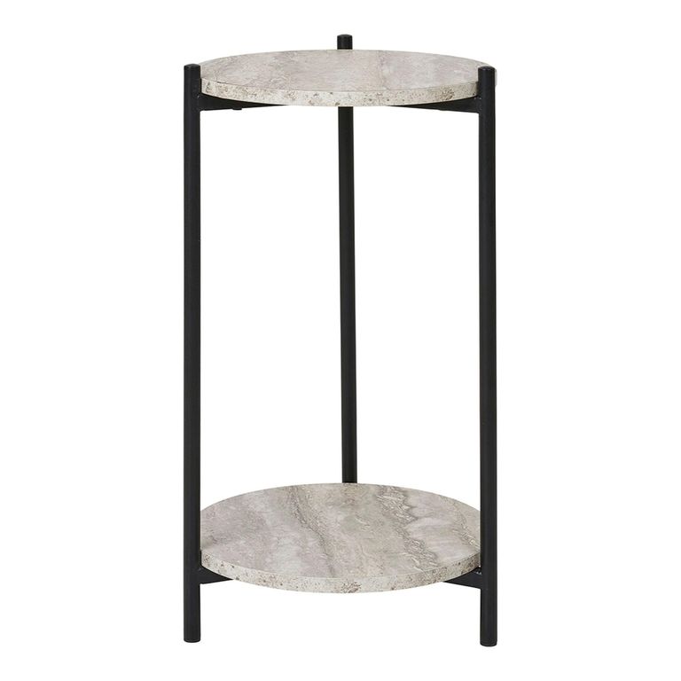 Leuven Side Table - Round - Beige - Marble Effect