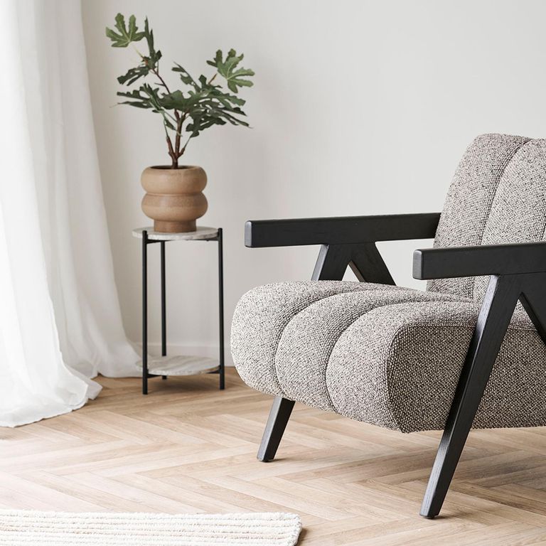 Leuven Side Table - Round - Beige - Marble Effect