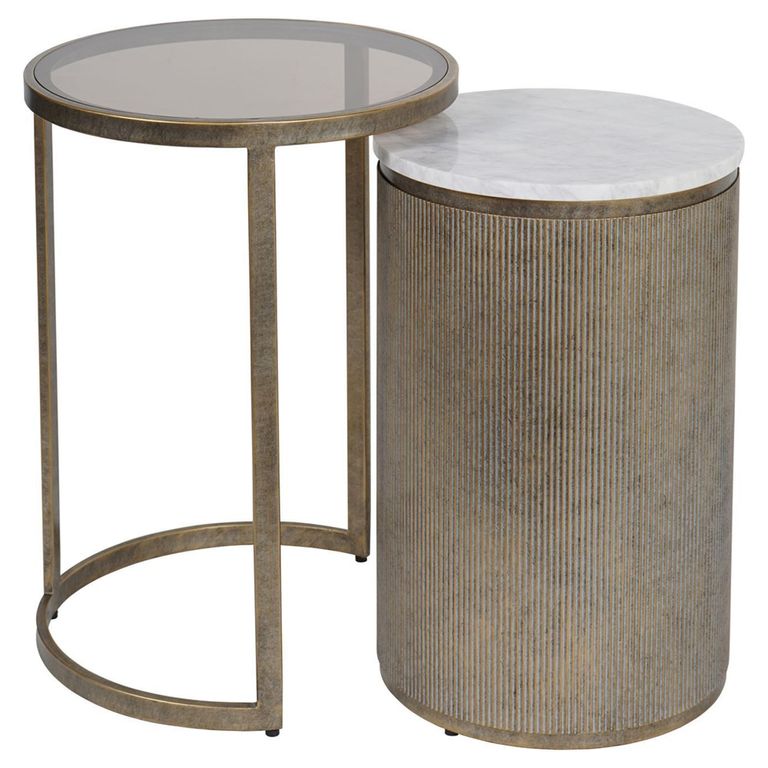 Belvedere Side Tables - Aged Gold - Nest of 2 - Round