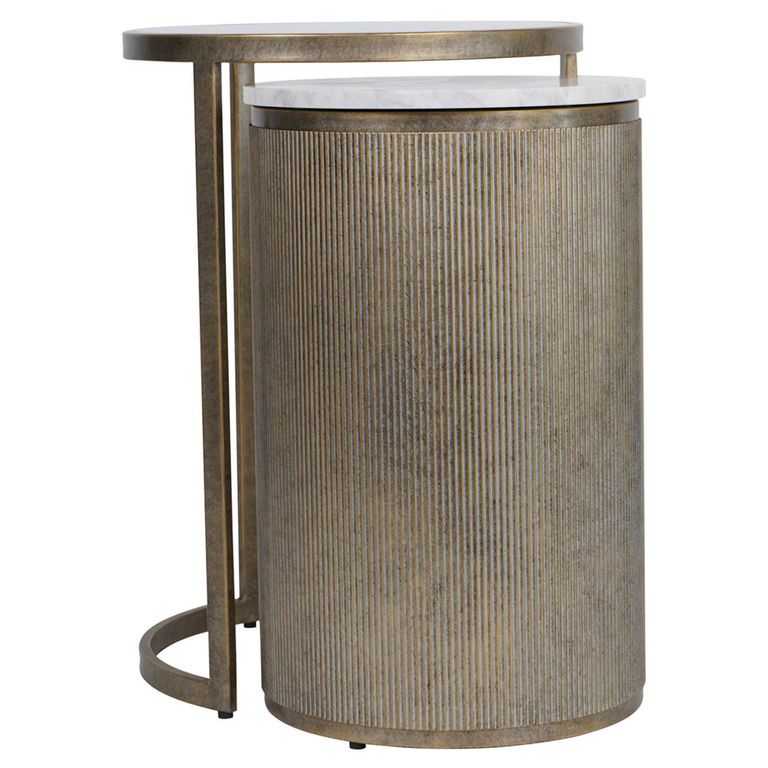Belvedere Side Tables - Aged Gold - Nest of 2 - Round