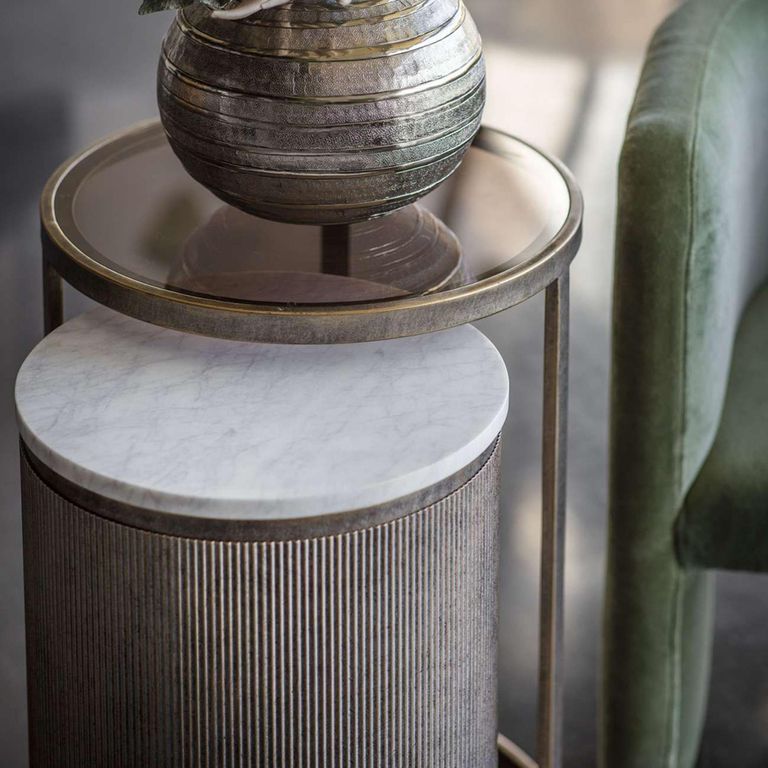 Belvedere Side Tables - Aged Gold - Nest of 2 - Round