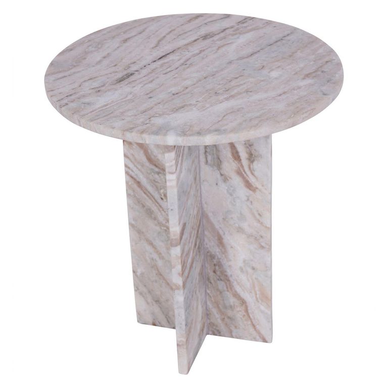 Cavallo Side Table - Fantasy Grey Marble - Round