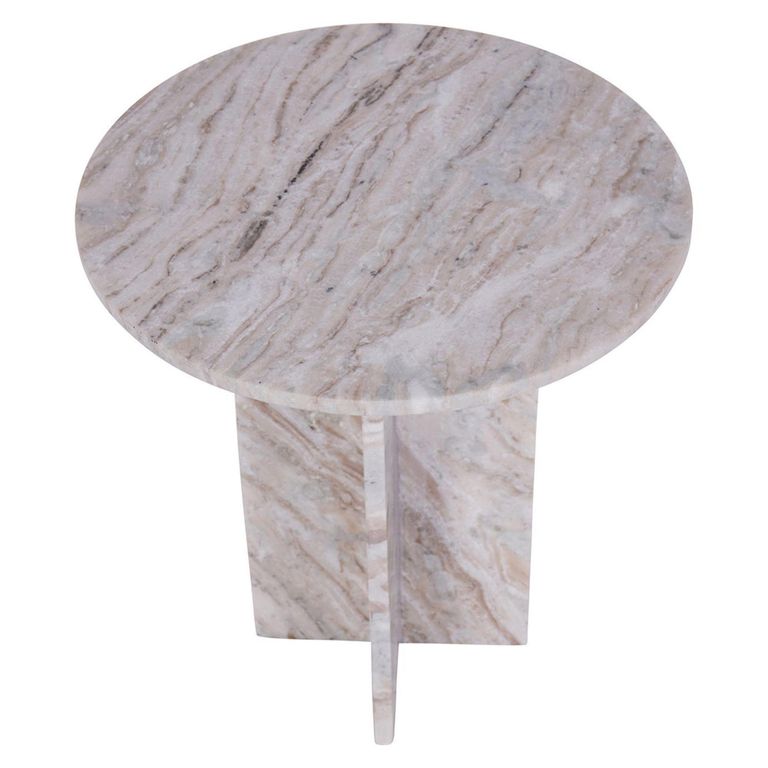 Cavallo Side Table - Fantasy Grey Marble - Round