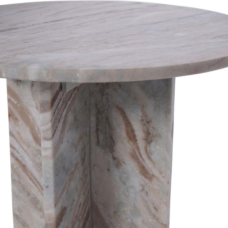 Cavallo Side Table - Fantasy Grey Marble - Round