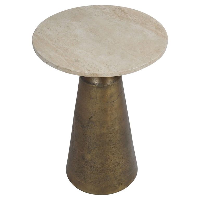 Clifton Side Table - Light Travertine Marble - Round