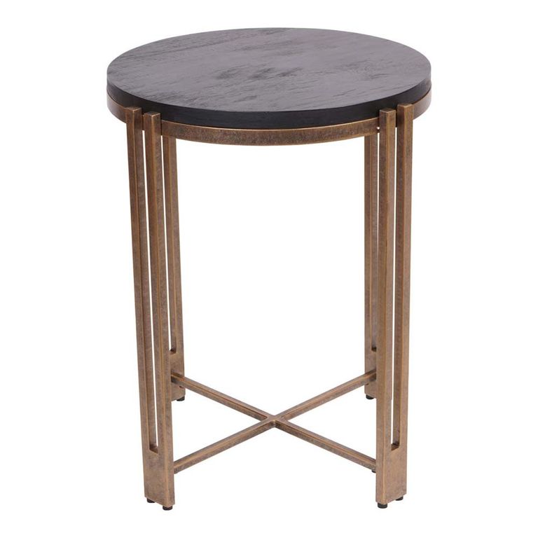 Dalston Side Table - Black Sandblasted Wood - Round
