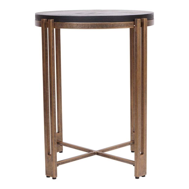 Dalston Side Table - Black Sandblasted Wood - Round