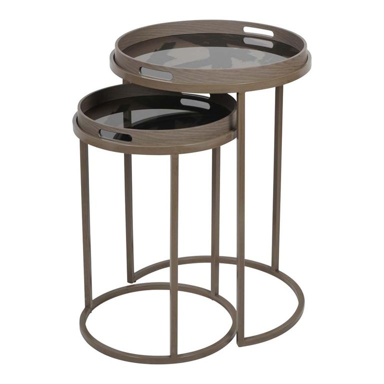 Impasto Side Tray Table - Brushstroke - Round - Set of 2