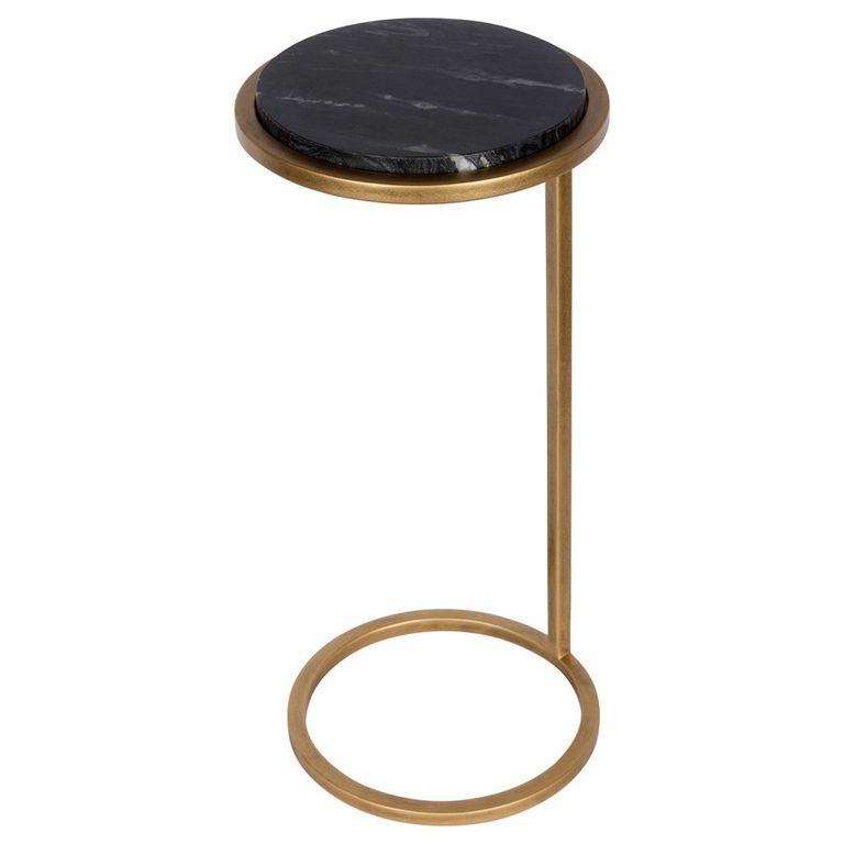 Iota Accent Table - Black Marble - Round