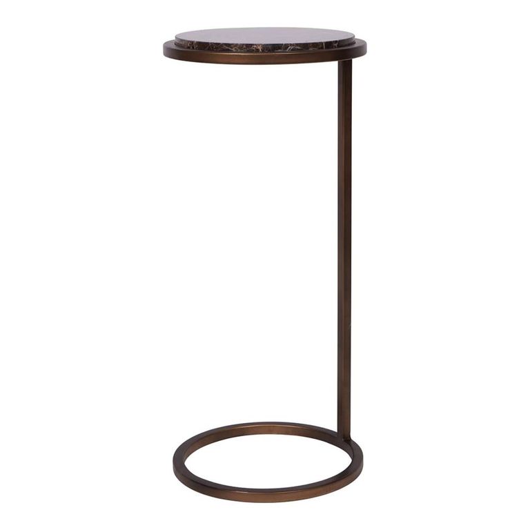 Iota Accent Table - Brown Emperador Marble - Round