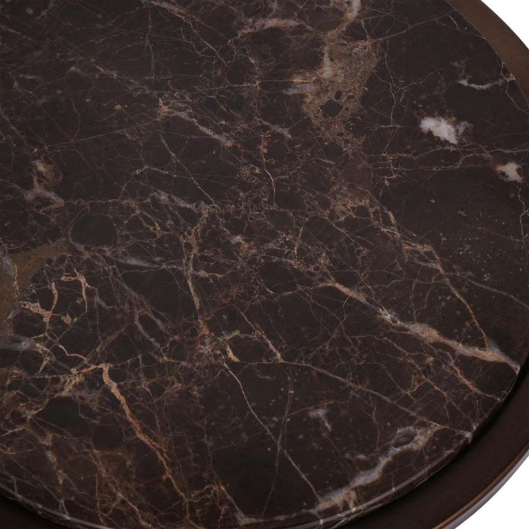 Iota Accent Table - Brown Emperador Marble - Round