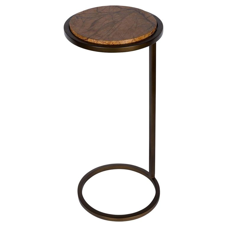 Iota Accent Table - Forest Brown Marble - Round