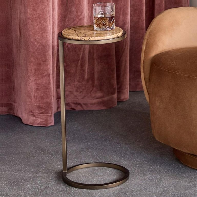 Iota Accent Table - Forest Brown Marble - Round