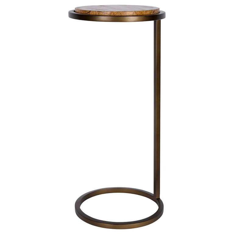 Iota Accent Table - Forest Brown Marble - Round