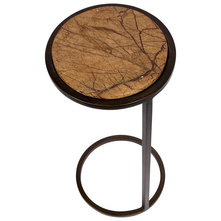 Iota Accent Table - Forest Brown Marble - Round
