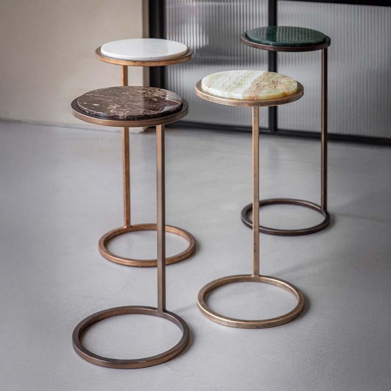 Iota Accent Table - Green Onyx Marble - Round