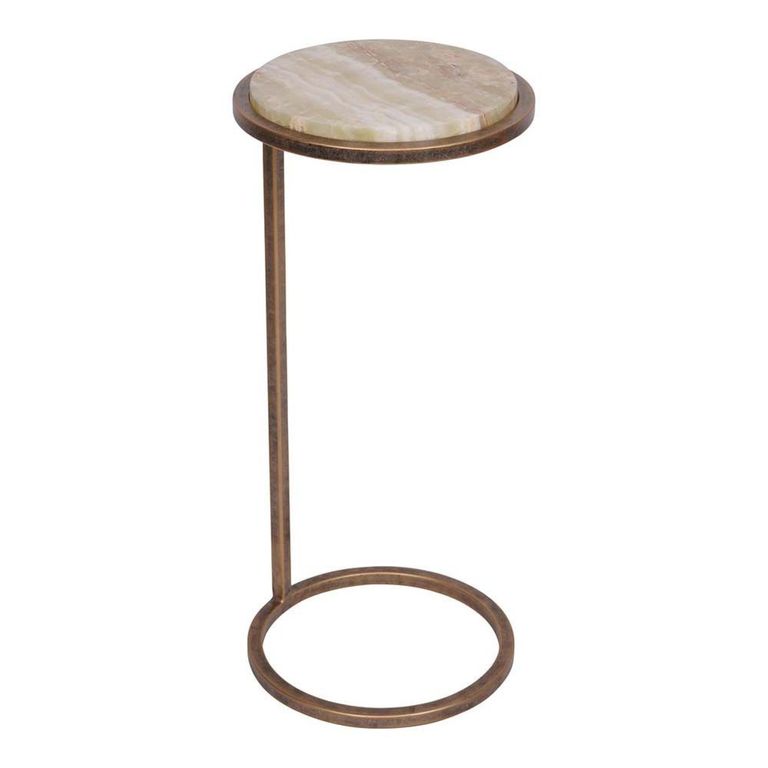 Iota Accent Table - Green Onyx Marble - Round