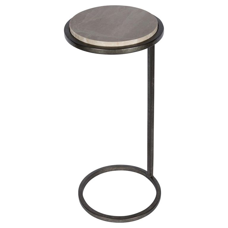 Iota Accent Table - Grey Emperador Marble - Round