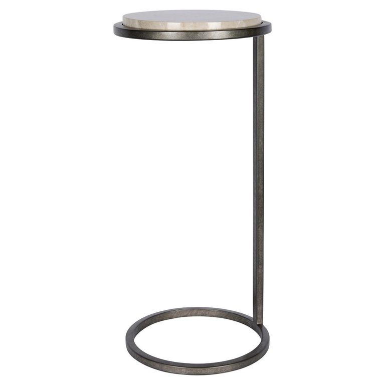 Iota Accent Table - Grey Emperador Marble - Round