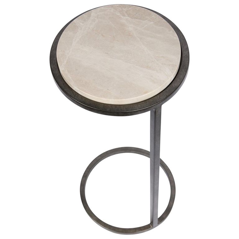Iota Accent Table - Grey Emperador Marble - Round