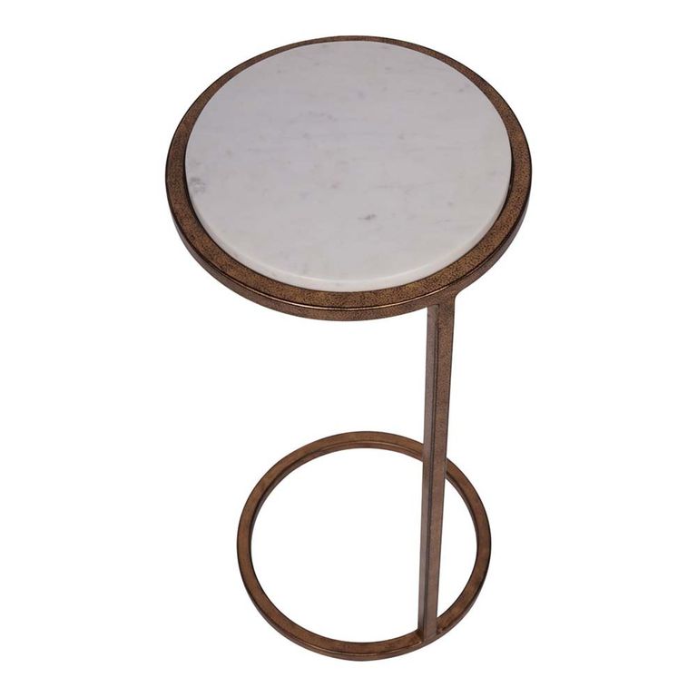 Iota Accent Table - White Banswara Marble - Round
