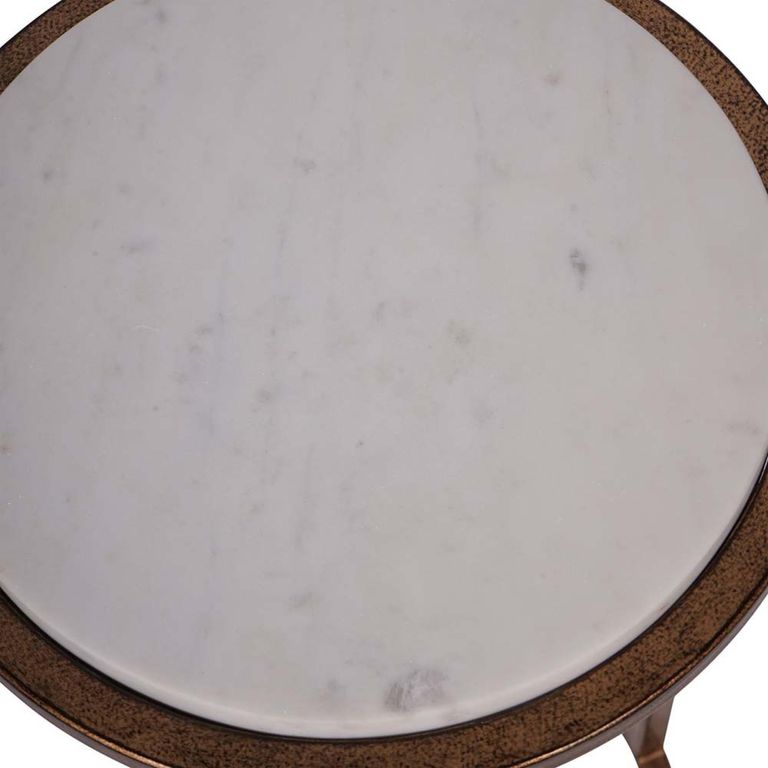 Iota Accent Table - White Banswara Marble - Round