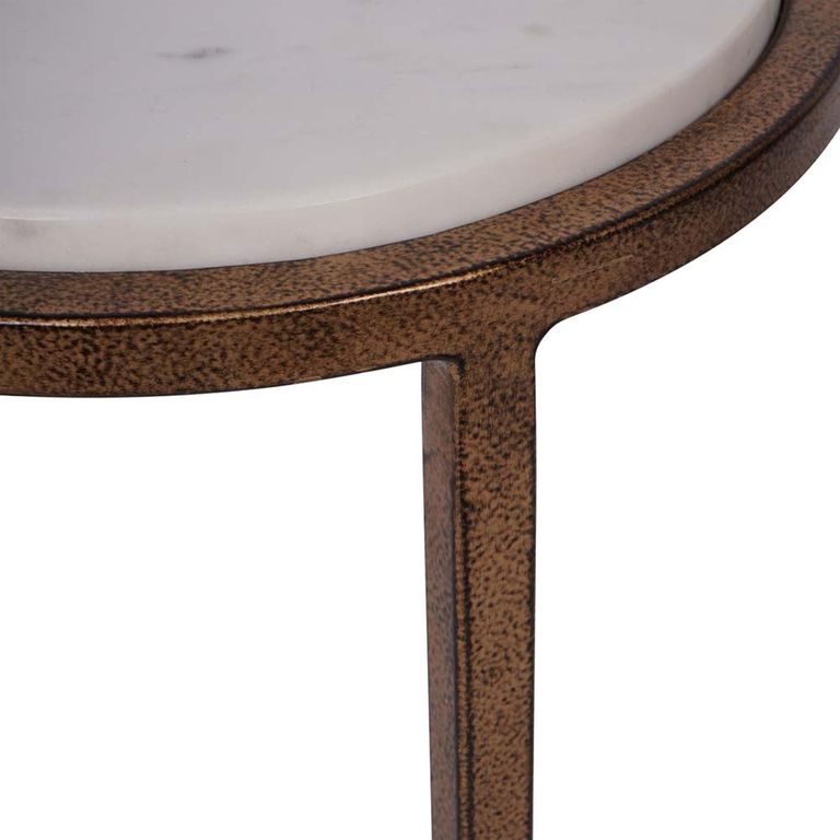 Iota Accent Table - White Banswara Marble - Round